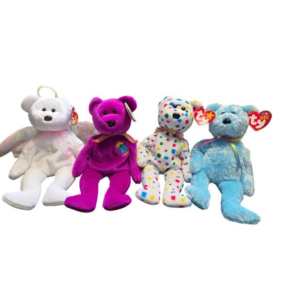 Lot of 4 Vintage Ty Beanie Babies Bears Plush - Picture 2 of 10
